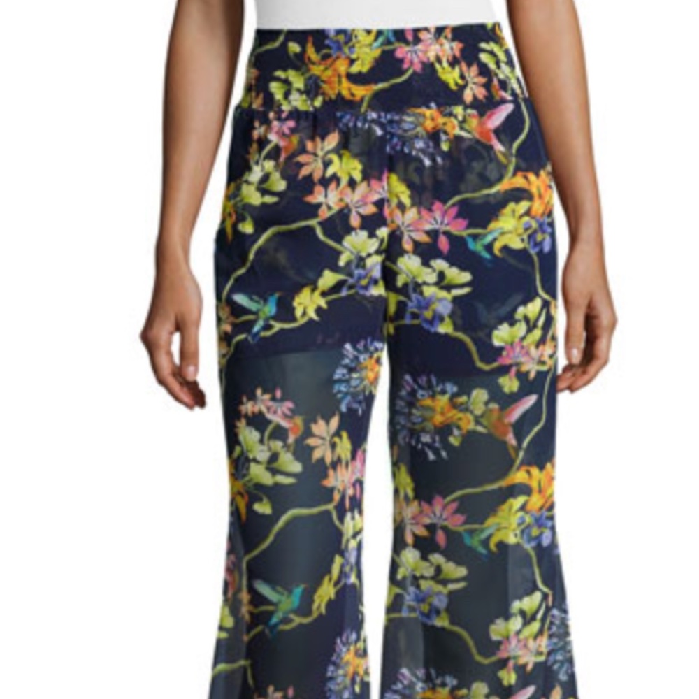 Sheer Floral Bell Bottom